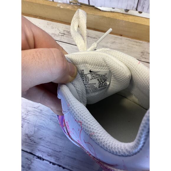 Nike Air Force 1 custom sneakers pink/purple paint splatters drip effects 5Y - Picture 6 of 6